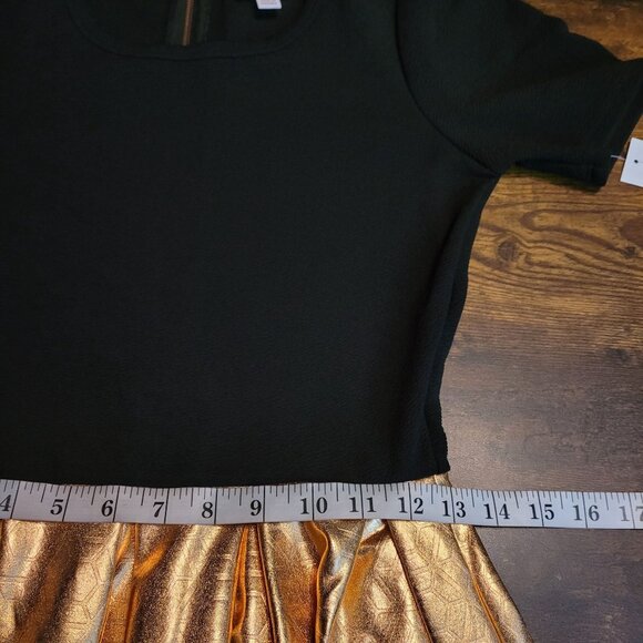 Lularoe Amelia Dress Elegant Collection S Rose Gold Metallic Black Pockets NWT - Picture 7 of 8